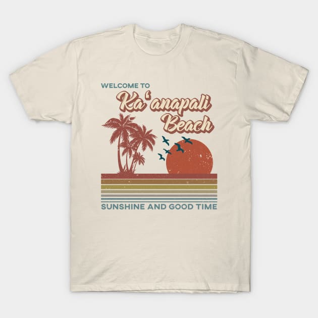 Ka'anapali Beach - Ka'anapali Beach Retro Sunset T-Shirt by Mondolikaview